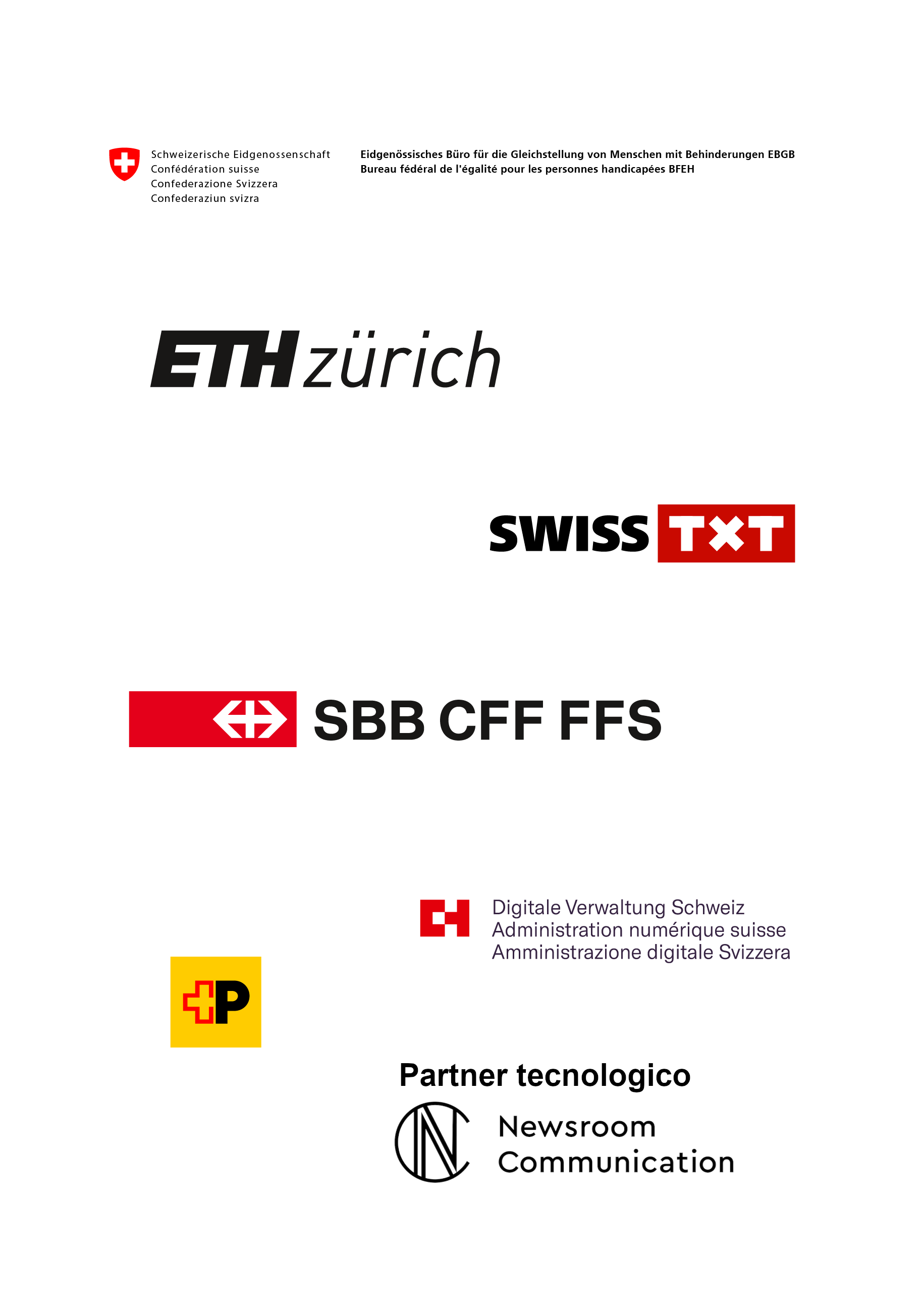 Organizzazione: UFPD, Politecnico federale di Zurigo, SWISS TXT SA, Post CH SA, FFS, Amministrazione digitale Svizzera
